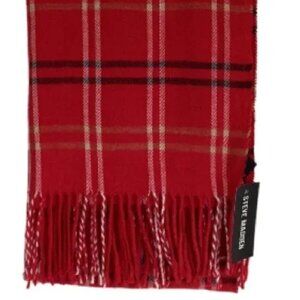 NWT Steve Madden Red Plaid Fringed Scarf NWT (ACC02) Unisex